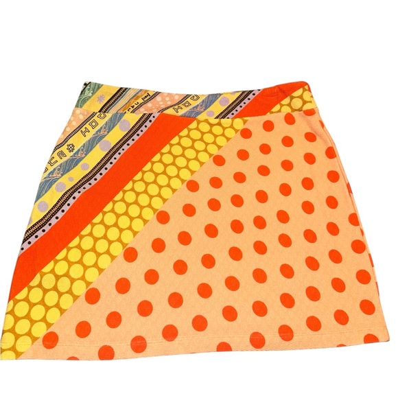FARM RIO KNIT MINI SKIRT in Orange Motif Anthropologie size Sz med‎ Petite - Picture 10 of 10